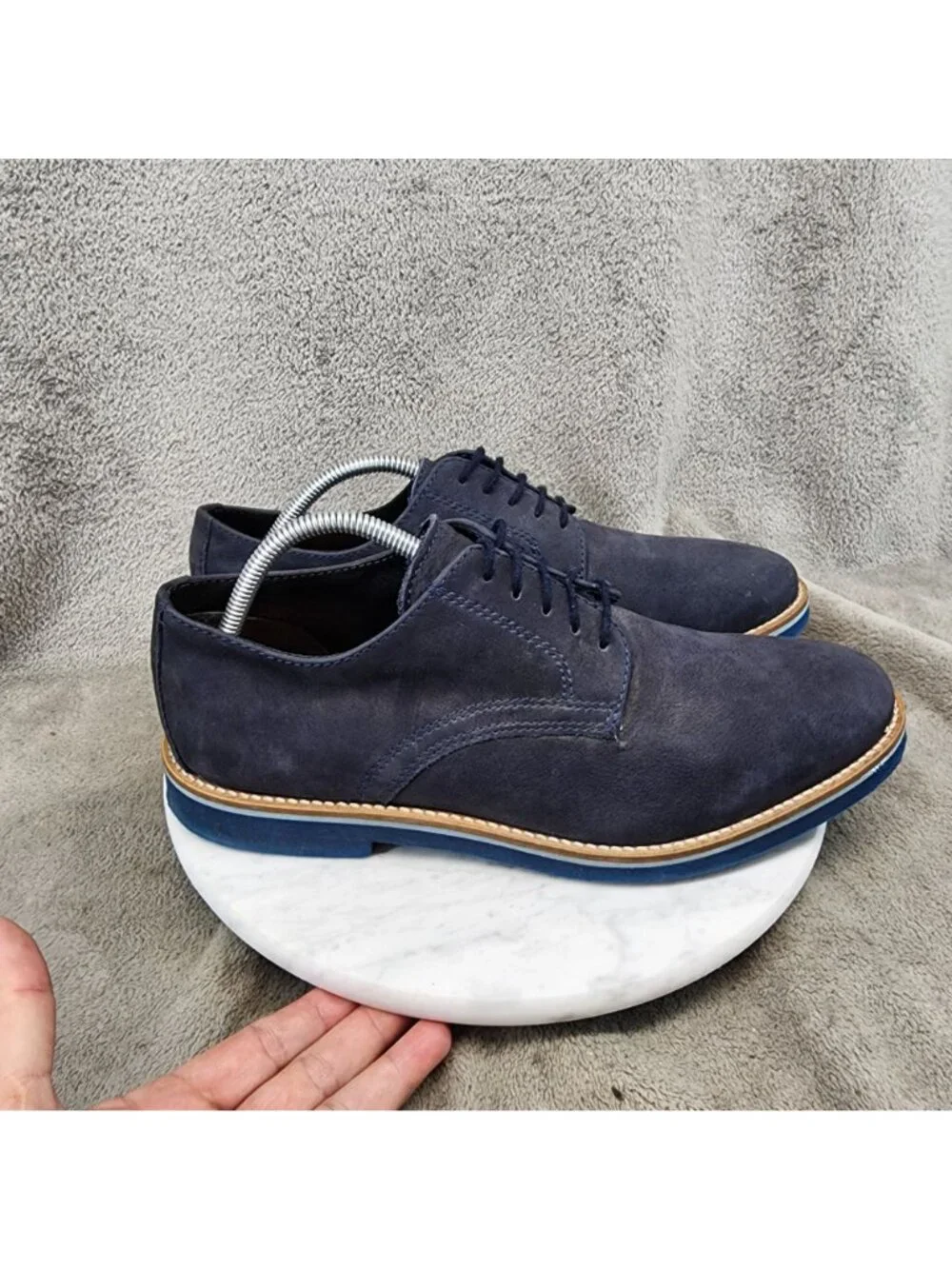 Bar III Shoes Mens Size 10.5 Blue Nubuck Leather Lace Up Oxfords *Read*